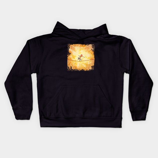 Pumpkin Tightrope Walker Kids Hoodie by Timone